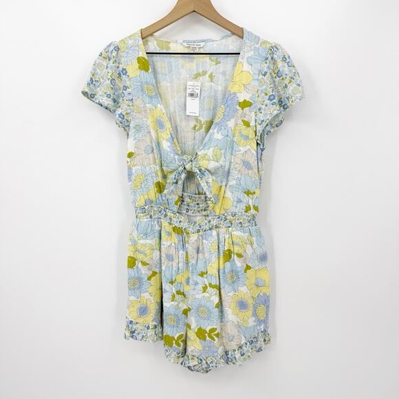 American Eagle Floral Cut-out Tie-front Romper M Summer Spring Garden Party - Picture 1 of 8